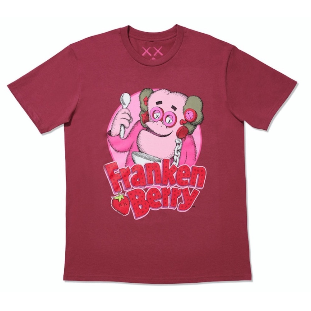 Kaws X Monsters Franken Berry red T-shirt new